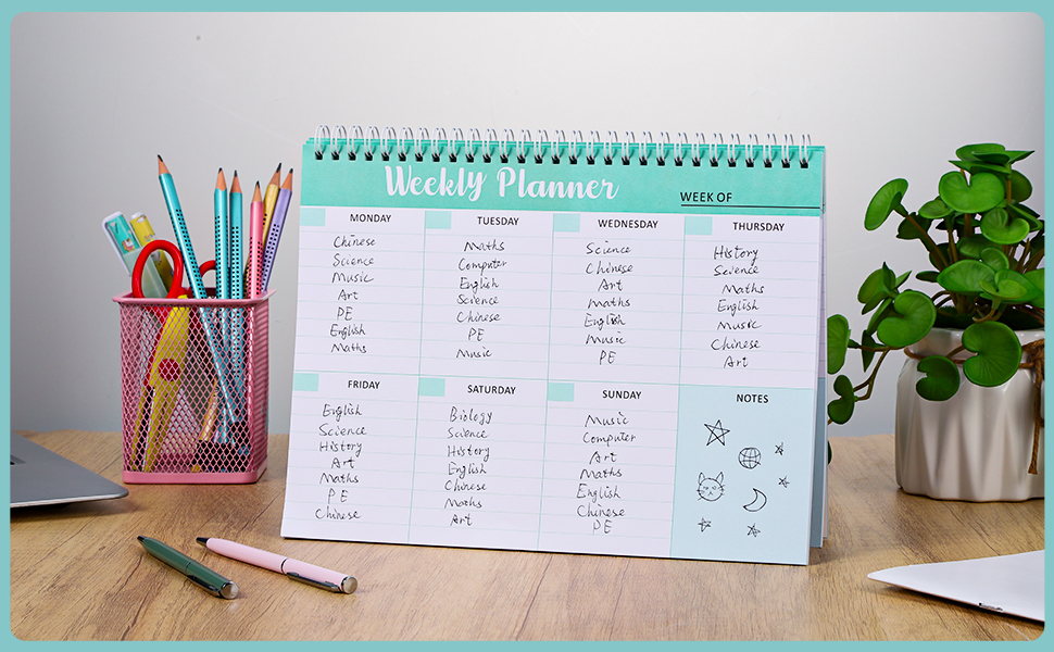 Auidy_6TXD Weekly Planner Notepad, Desk Planner, 52 Sheets