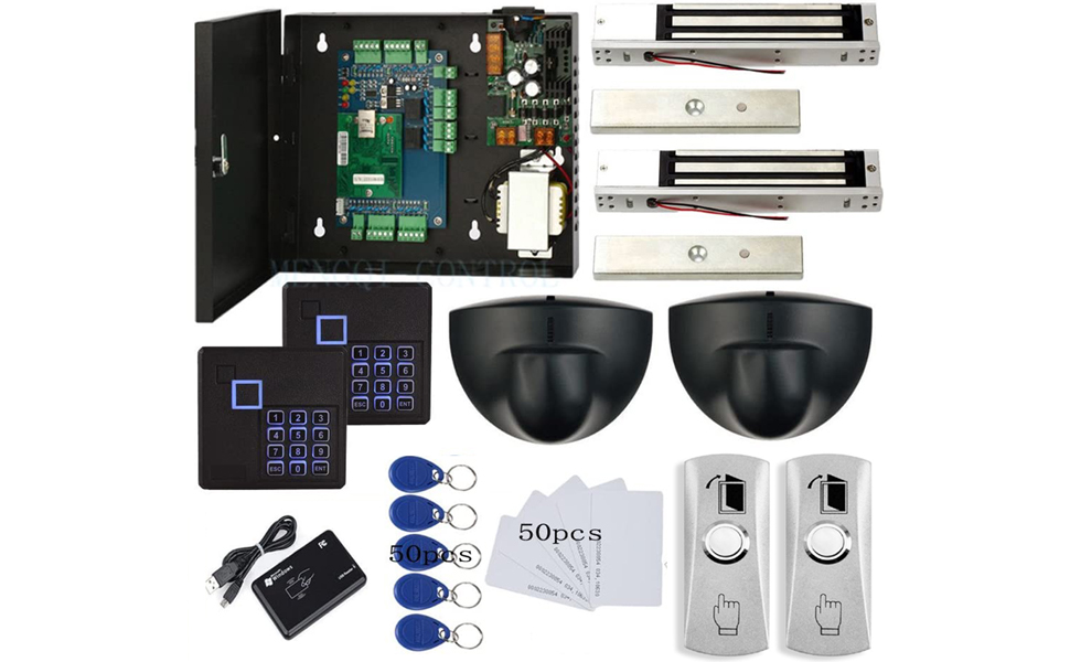 TCP/IP 2 Doors Access Control Systems Kits Exit Motion Sensor Lock