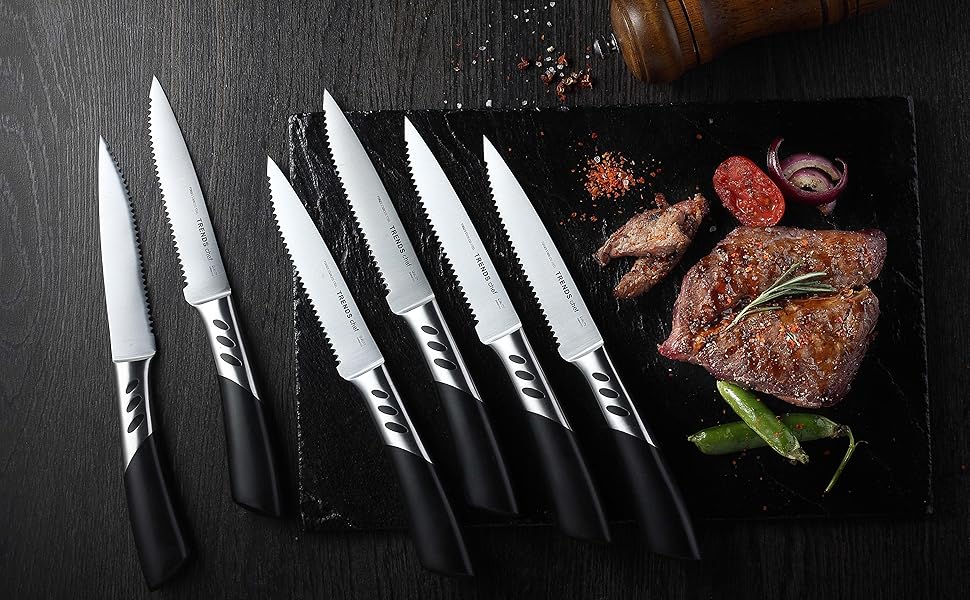 TRENDS Steak Knife Set of 6, These Steak Knives are UltraSharp and