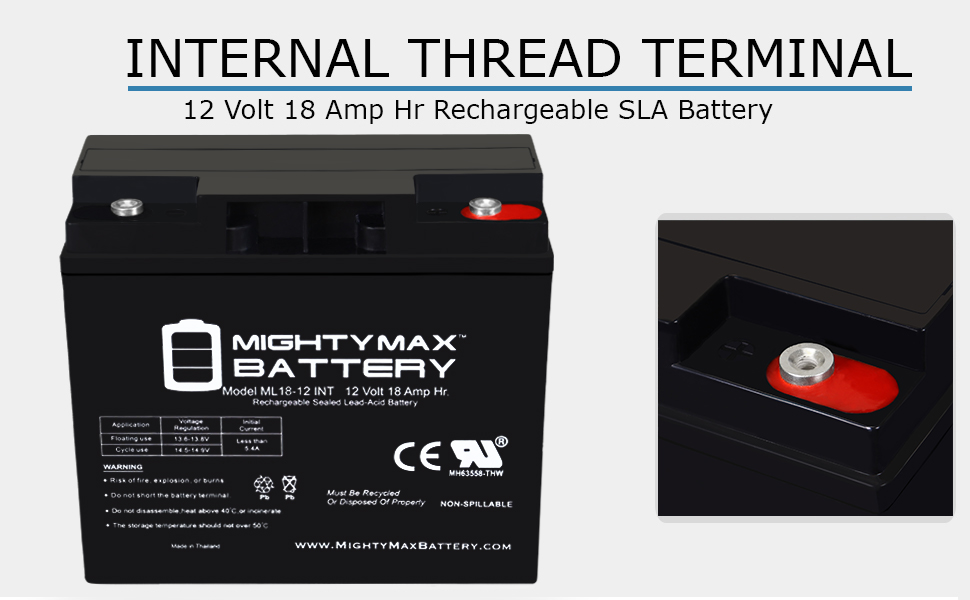 Mighty Max Battery 12V 18AH SLA Internal Thread Replacement Battery for