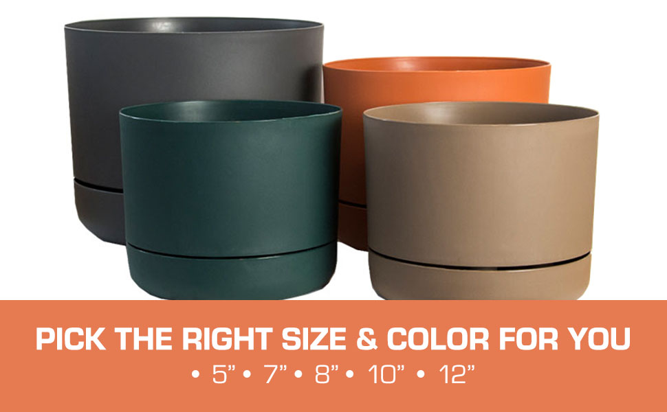 Rugg Round Self Watering Planter with Built in Saucer, UV