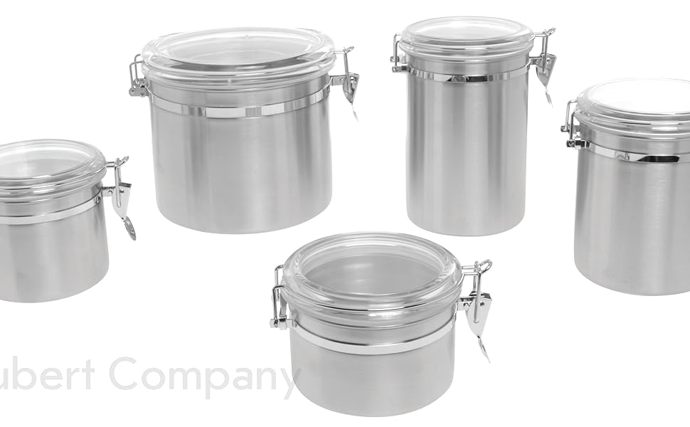 HUBERT Stainless Steel Canister Round 36 Oz 5"Dia x 5"H