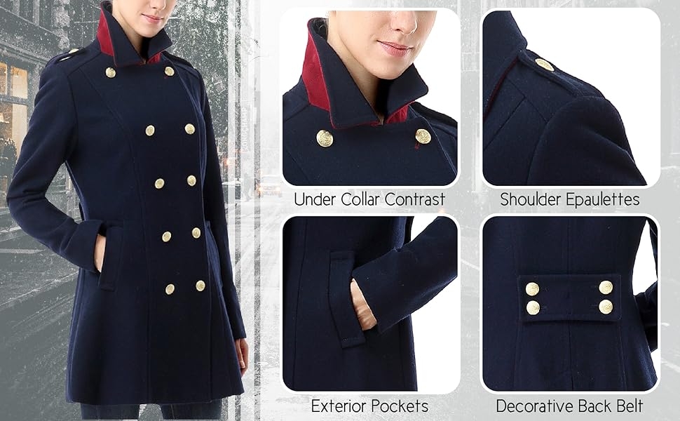Amazon.com: BGSD Women Victoria Wool Blend Fitted Military