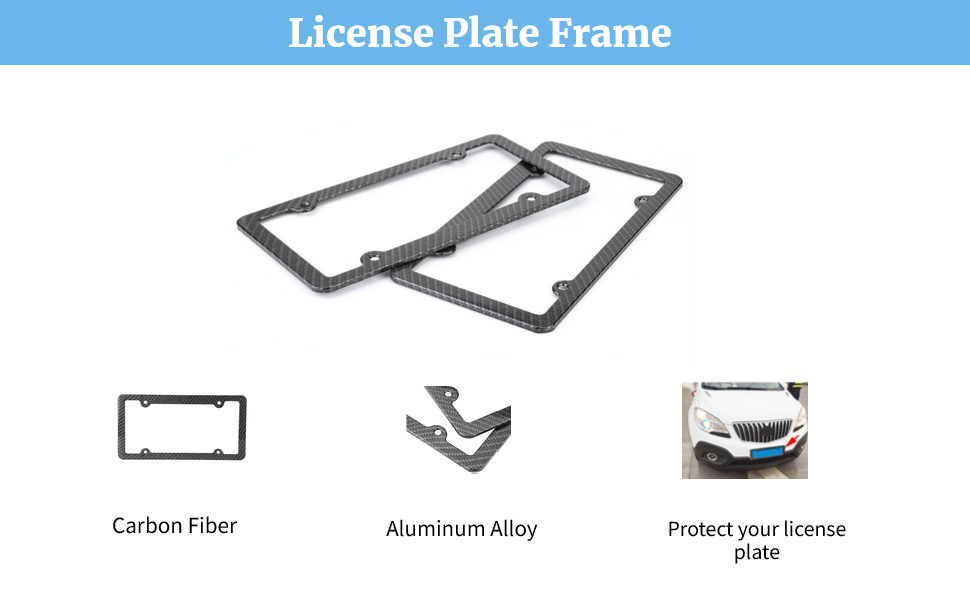 License Plate Frame Carbon FiberAcouto License Plate Frame 2PCS Carbon