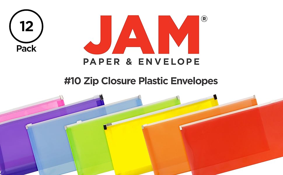 jam paper plastic envelopes zip #10