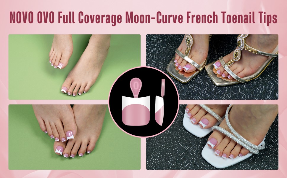 Full Coverage Moon-Curve French Toenail Tips