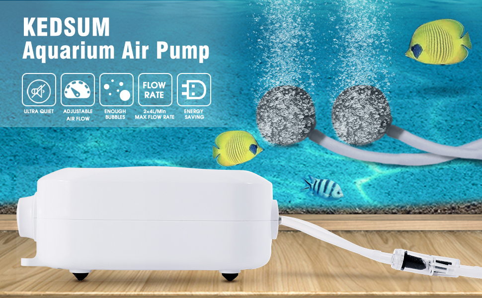 KEDSUM Quietest Aquarium Air Pump, Adjustable Fish Tank