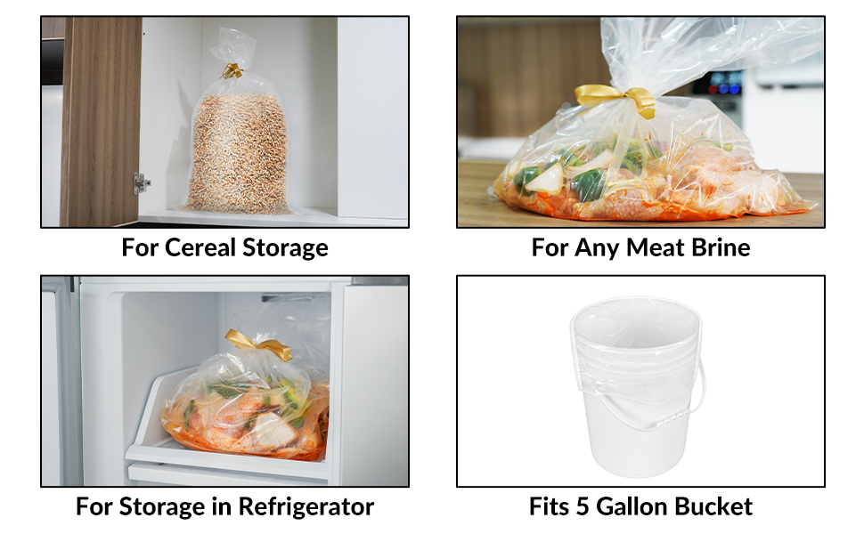Turkey Brine Bags, Upgraded Thick 5 Gallon Bucket Liners