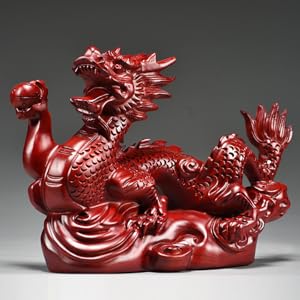 Amazon.co.jp: BCOATH オーナメント 中国の旧正月の龍の像 木製