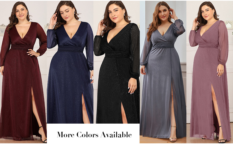 Ever-Pretty Sparkle A-line Side Slit Formal Party Gowns for Women Sexy Special Occasion Dresses