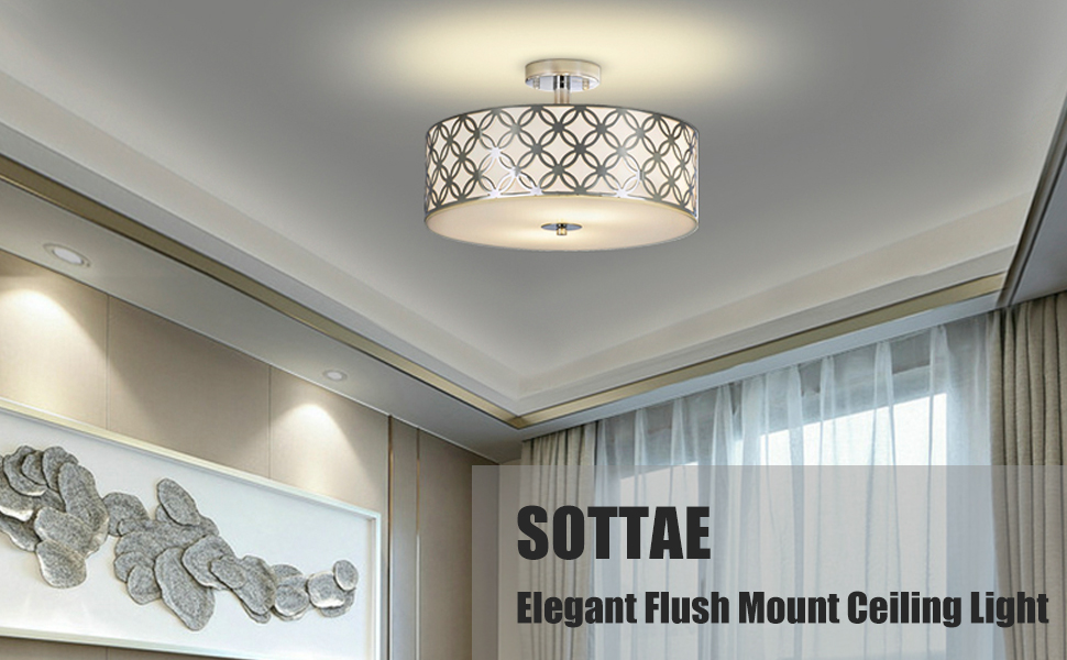 SOTTAE Modern 12" Bedroom Ceiling Lights Semi Flush Mount