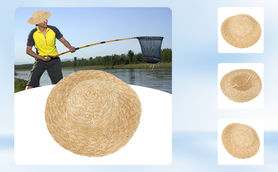 帽子 MEDI BEADS STRING STRAW HAT Straw Hat, 35cm Wide Brim Sun Beach Sun Straw Hat with