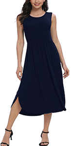 Women Front Split Midi Dress