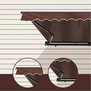 Amazon Com Aleko Half Cassette Motorized Retractable Led Luxury Patio Awning 10 X 8 Feet Black Everything Else