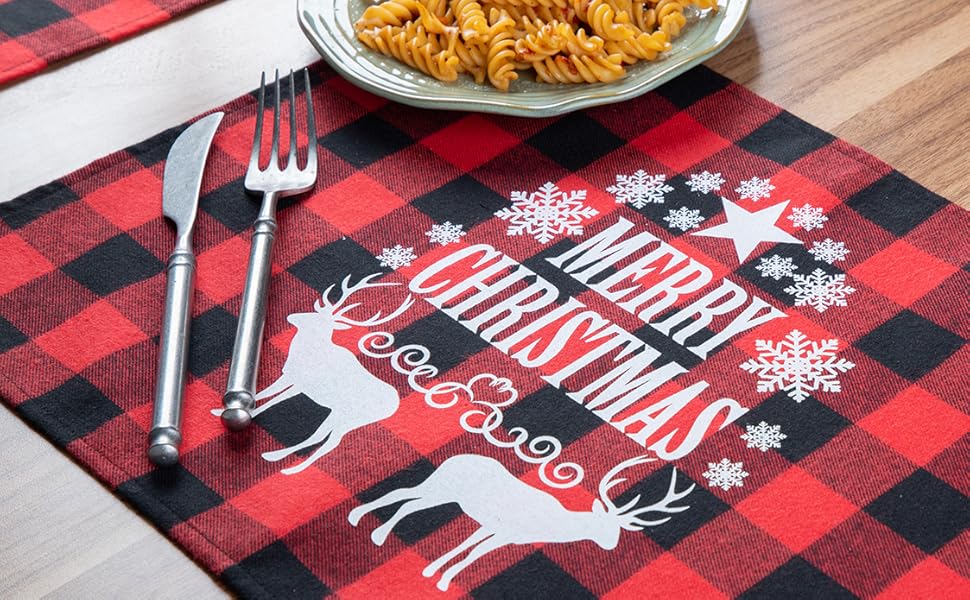 SANMADROLA 4pcs Buffalo Plaid Placemats 13 x 18 Inch Buffalo Check Placemats