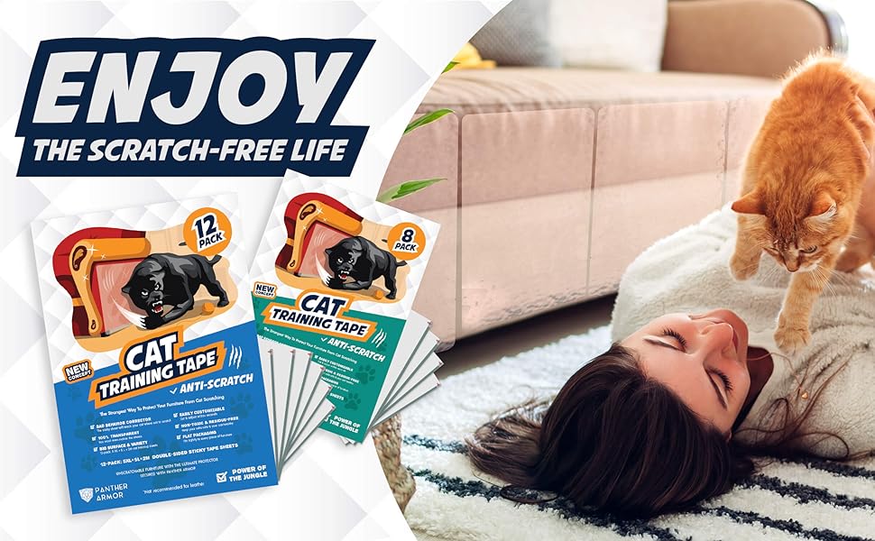 Panther Armor Cat Scratch Deterrent Tape 8(Eight)Pack Double Sided