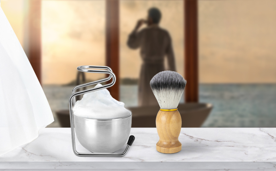 CCbeauty Shaving Brush Kit For Men, 3In1 Shaving Brush And Bowl Set