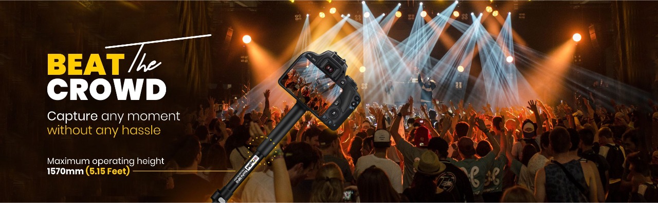 Digitek DMP 60N Professional Camera Monopod, 4-Section Adjustable, 5.15ft Max Height, 5kg Load Capacity, 1/4" & 3/8" Dual Mount Thread Adapter, for DSLR & Video Cameras, Black