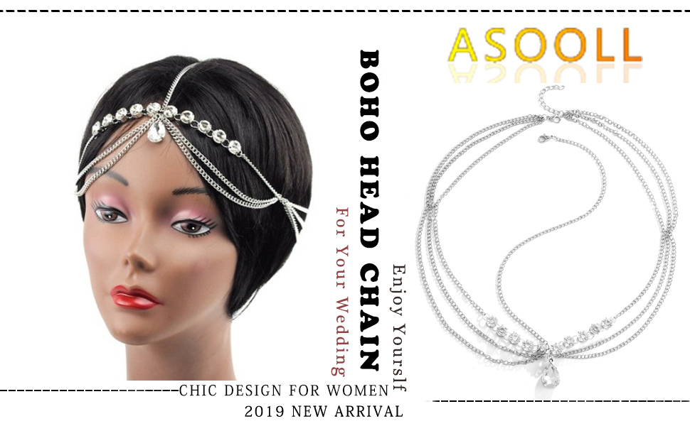 Asooll Silver Layered Head Accessories Crystal Rhinestone