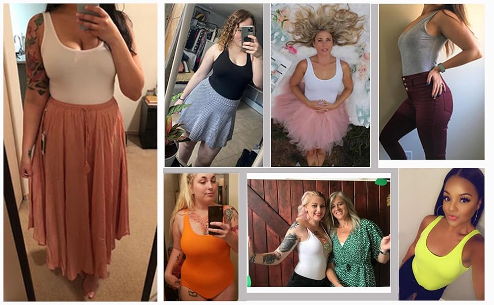 SUNRO Women's Scoop Neck Top Bodysuit Jumpsuits