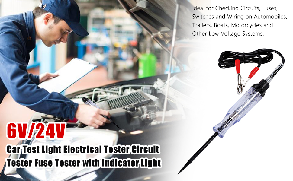 Keenso Automotive Circuit Tester, 6V/24V Car Vehicle Circuit Tester Test Light Electric Circuit
