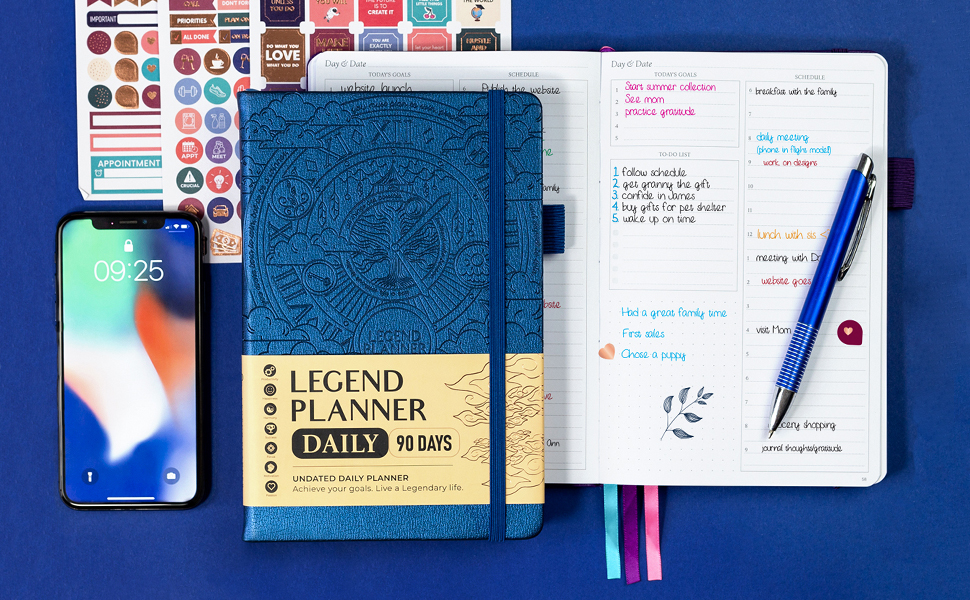Legend Planner Daily for 3 Months Undated Deluxe Monthly Weekly