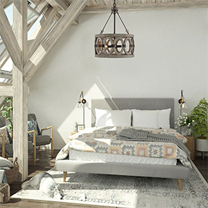 farmhouse  light French antique chandelier distressed wood chandelier natural wood light fixture