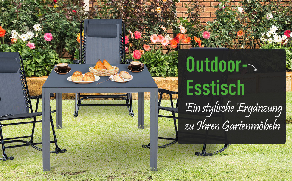 Amazon.de: Outsunny Alu Gartentisch Balkontisch Terrassentisch Esstisch