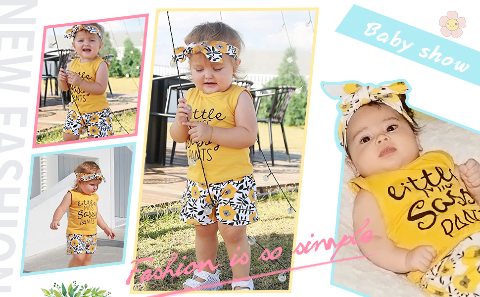 Toddler Baby Girl Clothes Floral T-Shirt Tops Vest Pants Shorts Infant Summer Outfits Set