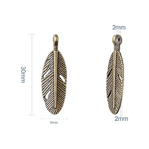 bali pewter drop brach leaf bead charms