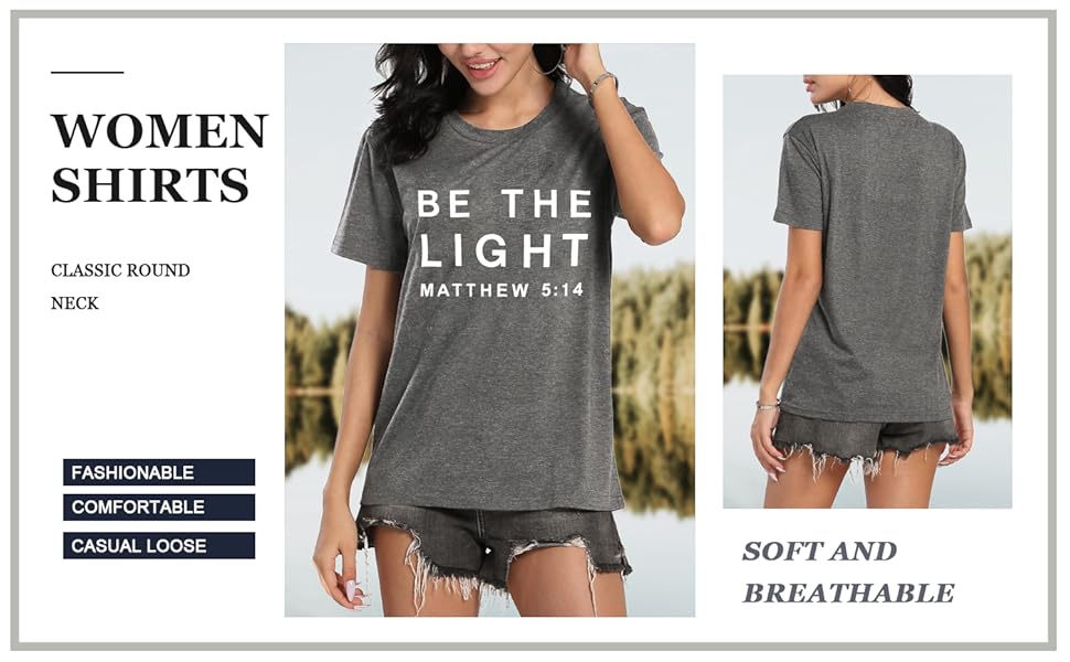 gray Be the Light T Shirts