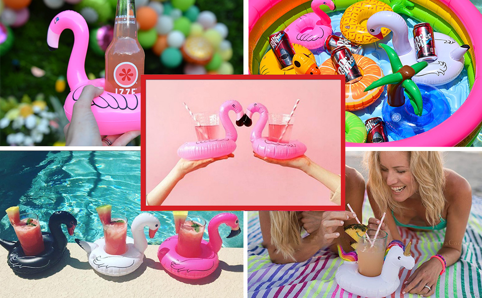 Inflatable Drink Holder, 25 Pack Pool Drink Floats Inflatable Cup Holders + 1 Hand