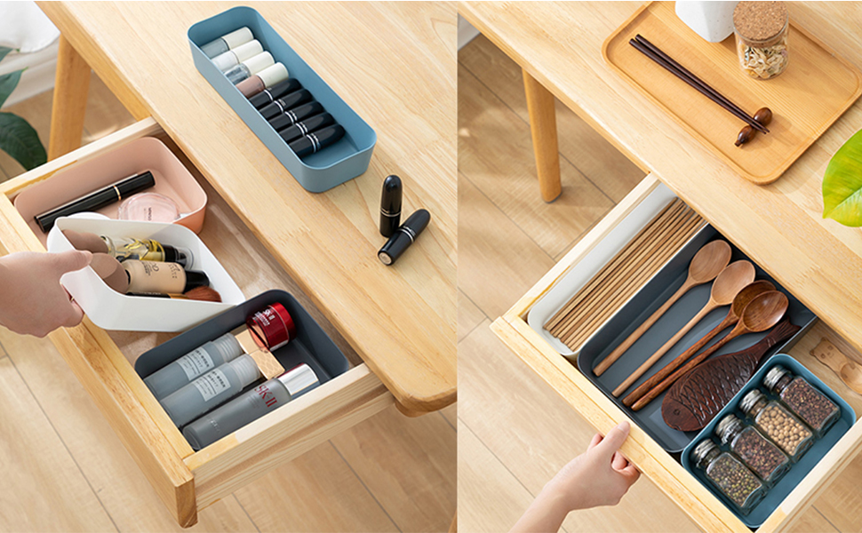 Set of 12 Desk Drawer Makeup Organizer Separators,TwoLarge