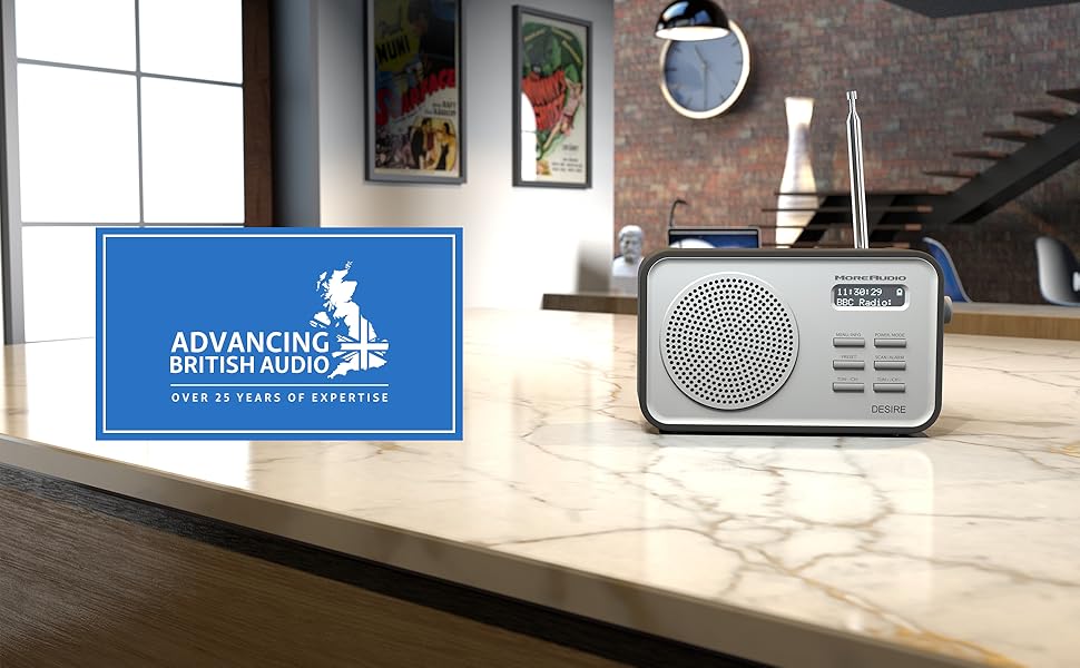 AZATOM Desire DAB+ DAB & FM Digital Radio Dual Alarms Clock Portable AUX Headphone