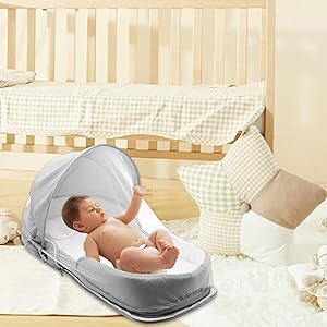 ✨美品✨ 簡易ベビーベッド 移動式 折りたたみ 蚊帳 荷物入れ 収納バッグ Amazon | ベビーベッド 折りたたみ式 ベッドインベッド 蚊帳付き