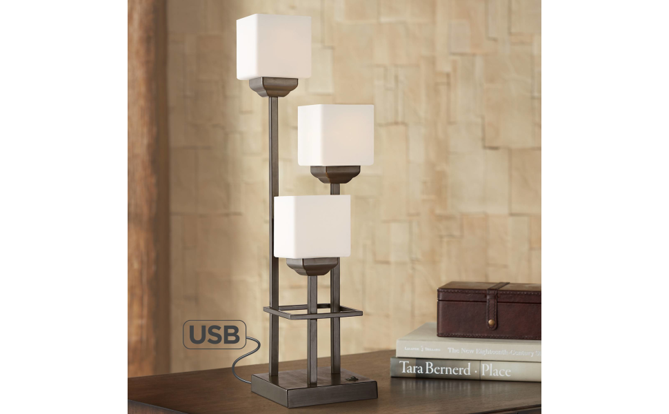 Franklin Iron Works Modern Console Table Lamp 29 1/2" Tall with USB