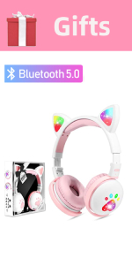 Wireless Headphones Cat Ear LED Light Up BluetoothMicrophone for Online Distant Learning