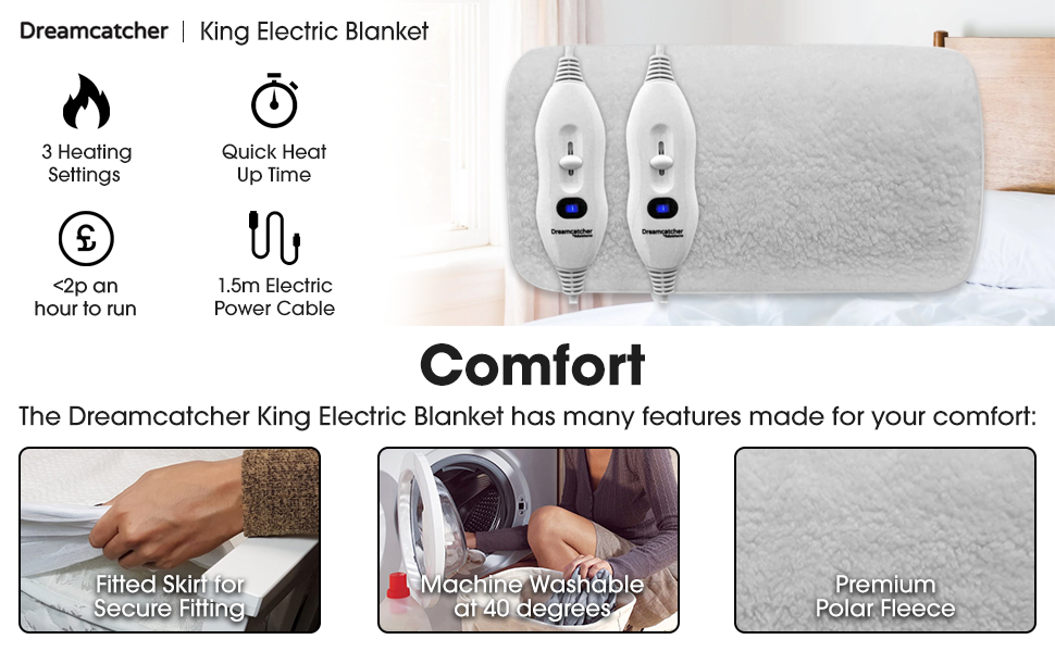 Dreamcatcher King Size Electric Blanket Fleece Heated Blanket Amazon.co.uk Health & Personal Care
