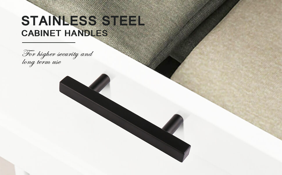 KNOBWELL 20 Pack Black Stainless Pulls, Matte Black Drawer