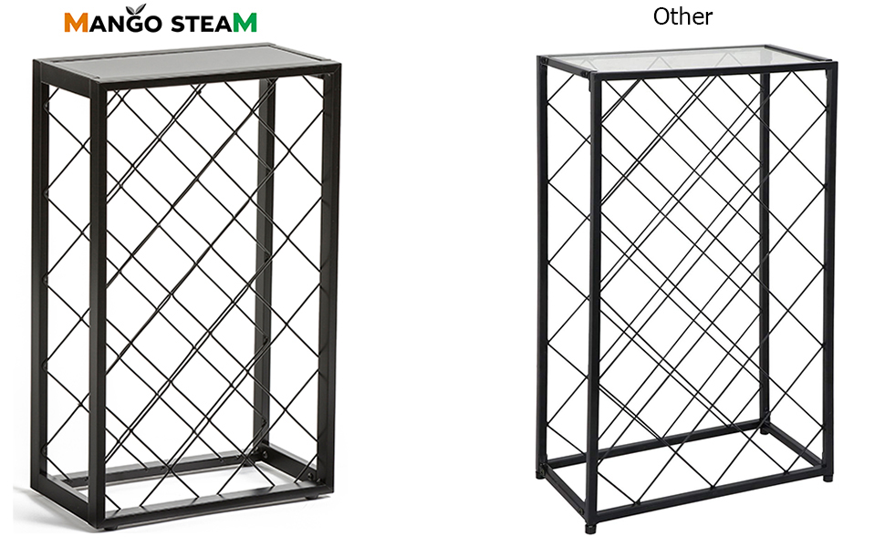 Mango Steam 32 Bottle Wine Rack with Black Glass Top Shelf, Free