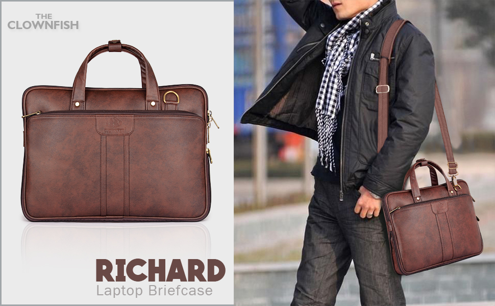 THE CLOWNFISH Richard Series Faux Leather 14 inch Laptop Bags,Laptop Bags for Men, Briefcase, (Mahogany) 33 CLOWNFISH. BAGS & LUGGAGE, LAPTOP BAG, SLING BAG, BACKPACK, WALLET, PASSPORTS, THE CLOWNFISH, BAGS