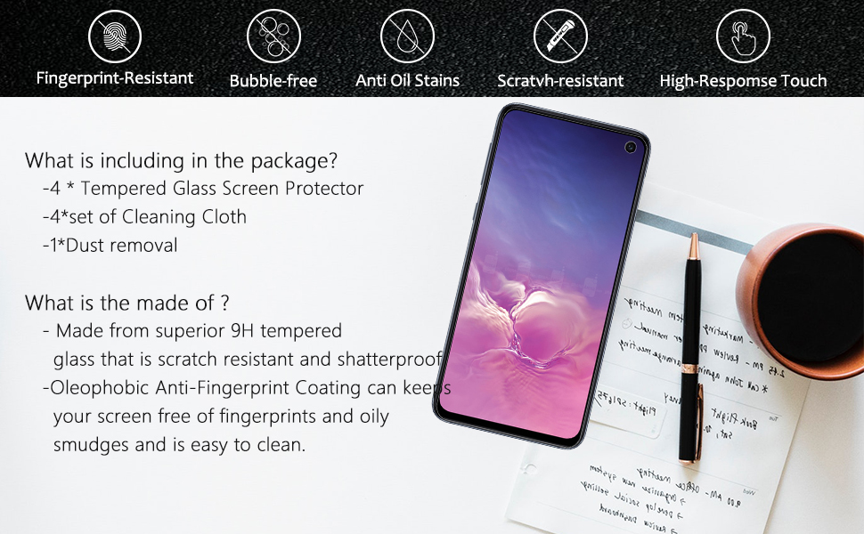 [4 Pack] UniqueMe Compatible with Samsung Galaxy S10e Screen Protector Tempered