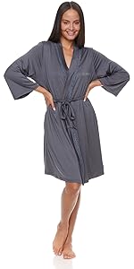 bebe Womens Nightgowns Lace Trim Chemise Lounge & Belted Wrap Pajama Robe Sleepwear Set