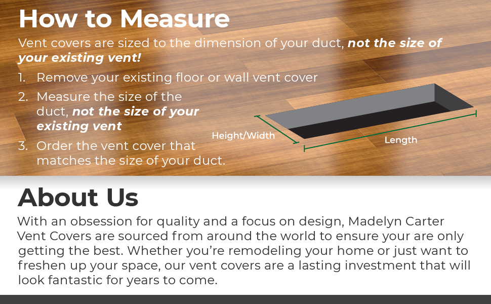 How to measure vent covers and about Madelyn Carter