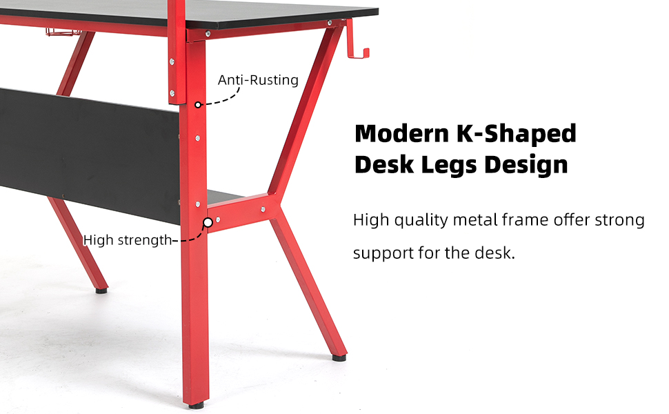 K shaped gaming desk 