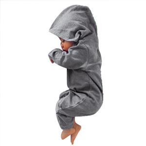 Newborn Baby Boys Girls Romper Toddler One Piece Solid Color Outfits Long Sleeve Hoodie Playsuit