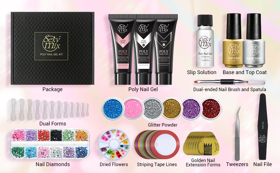 Amazon Com Sexy Mix Poly Nail Gel Kit Nail Extension Builder Uv