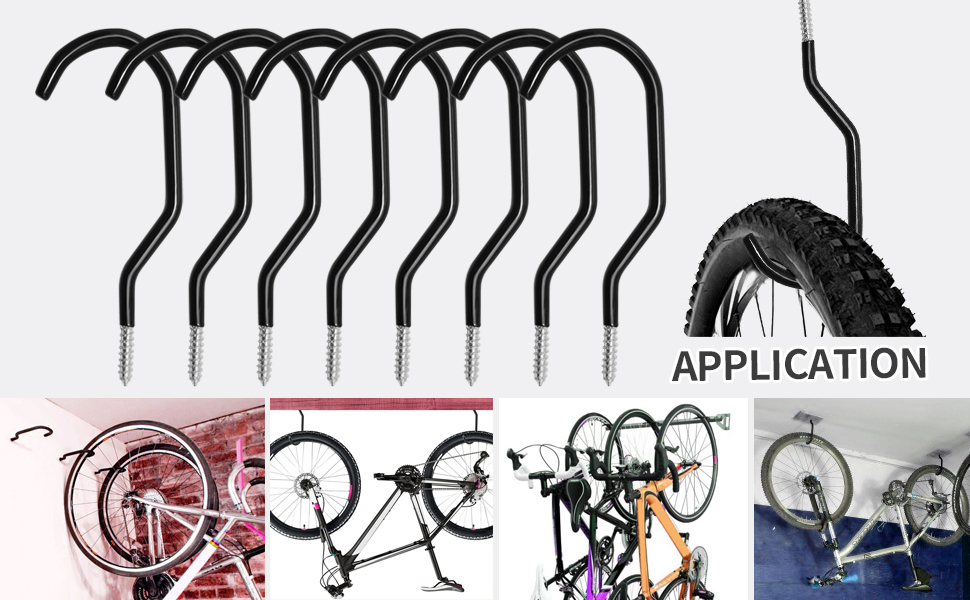 Heavy Duty Bike Storage Hooks Set, Stainless Steel Ceiling & Wall Bike