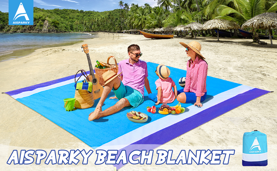 AISPARKY Beach Blanket Oversized 82" X79"/120"x108" Sand
