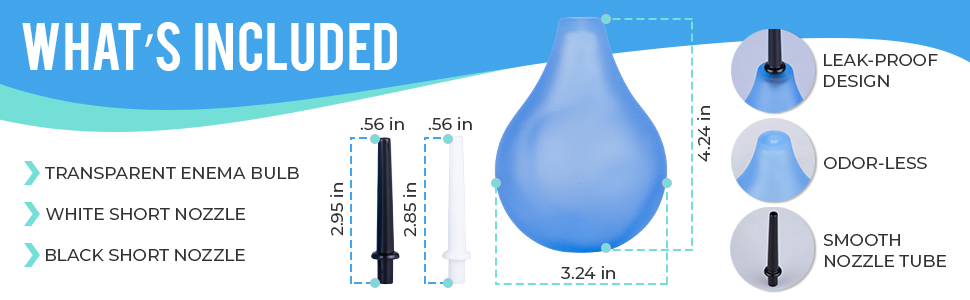 Clear Enema Bulb for Men and Women Enema Bulb Kit with 2 Nozzles BPA and Phthalates Free 